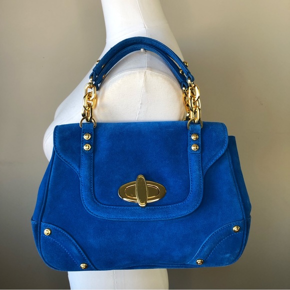 Handbags - NWOT Cobalt blue suede & gold hardware shoulder strap